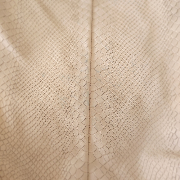 Off White Leather Snake Print Gianni Chiarini Big Bag 14x14 - Picture 3 of 7